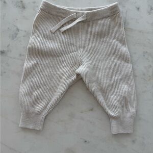 Zara Kids Ribbed Joggers in Cream